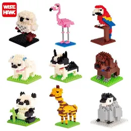 Andere Spielzeugmodell -Kit Wildlife Mini Tiermuster Moos Haustier Hunde Katzenblock Mini Ziegelkinder Weihnachtsgeschenk CE Girl Spielzeug S5178