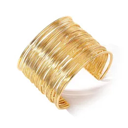Iparam Creative Gold Color Metal Wire Bracelet для женщин мужчинам, открытыми в рот, пересекающихся переплетенных модных ювелирных изделий для браслета 240513