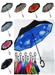 Yaratıcı Ters Katlanır Ters Şemsiye Çift Katmanlı Ters Rüzgar Geçirmez Yağmur Araç Şemsiyeleri