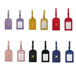 1PC Portable PU Leather Luggage Tag Suitcase Identifier Label Baggage Board Bag Name ID Address Holder Travel Passport Card 240511