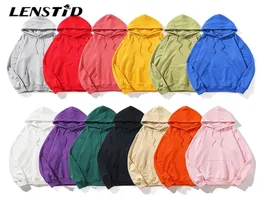 LENSTID 13 Colors Autumn Plain Solid 100 Cotton Mens Pullover Hoodies Streetwear Korean Harajuku Casual Hooded Sweatshirts 2010207045102