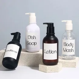 2024 500 ml Badezimmerseife Spender Flasche Shampoo Duschgel Flasche Presse Typ Nachfüllbarer leerer glänzender Flasche wasserdichte Etiketten für nachfüllbare Shampoo Flasche