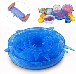 1 Set Silicone Stretch Suction Pot Lids 6PcsSet Food Grade Fresh Keeping Wrap Seal Lid Pan Cover Kitchen Tools Accessories1591802