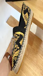 Leinwand verschönert Espadrilles Sandals Schuhe Slipper echtes Leder in Frauenschuhe Flats Luxusdruck der höchsten Qualität Frühlingsgröße 35-41 mit Box4496064