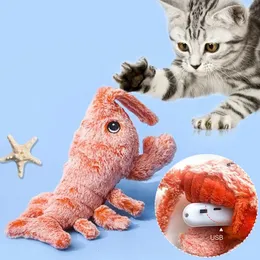 Elektrikli simülasyon atlama kedi oyuncak karides hareketli oyuncak usb şarj eğlenceli peluş oyuncak köpek kedi çocukları dolduran hayvan oyuncak 240514