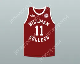 Nome noto personalizzato Youth/Kids Coach Walter Oakes 11 Hillman College Maroon Basketball Jersey con Eagle Patch Una diversa S-6XL cucita al mondo.