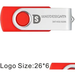 USB Flash -enheter grossist 100st tryckt anpassad logotyp 512MB 2.0 Drive Metal Swivel Graverad Anpassa Memory Stick för Computer Lapt OT6LT