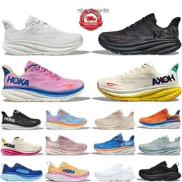 One hokashoes Clifton 9 Running Shoes Women Free Pepople Sneakers Bondi 8 Cliftons Black White Peach Whip Harbor Cloud Carbon X2 Men Trainers