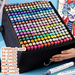 12-168 Marcadores de cor de canetas de pincel Set Pintura Desenho Manga Highlighter School Arte de arte para artistas papelaria coreana 240517