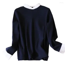 Women's Polos Lapel Cardigan For Autumn And Winter Long Sleeve Panels Bottom Knit Woman