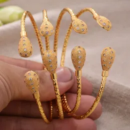 4PCSSet 24k Guldfärg Dubai Bangles For Women Girls Jewelry Africa France Wedding Armband Bangles Jewelry Party Gifts 240517