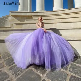 Abiti da festa Janevini Lilac Principessa Puffy Prom 2024 Sexy Deep V Neck Abito da ballo Tulle Abito da concorsi a treno