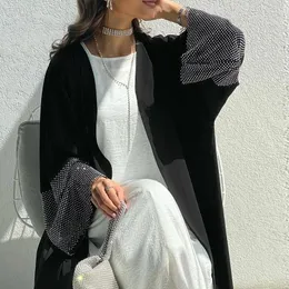 Etniska kläder diamant kimono damen dubai kalkon abayas för kvinnor blygsam klänning musulmane kaftan överdimensionerad muslimsk mantel abaya svart