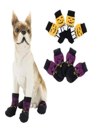 Halloween Pet Waterproof Pumpkin Socks Antislip Sole Protectors Small Medium Dog Dirtyproof Feet Cover Calcetines Perro223V7571288