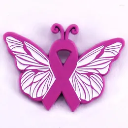 Spille di bacchette a farfalla rosa smalto con perno al seno per la consapevolezza del cancro al seno Decorazione di regali