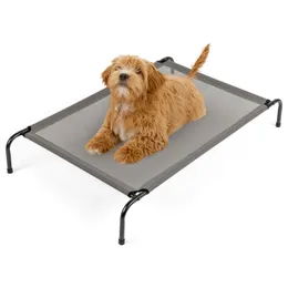 Podwyższone łóżko dla psów - 43 "x26" x8 "szary, oddychająca siatka, trwałe stalowe rama, użycie wewnętrzne/zewnętrzne