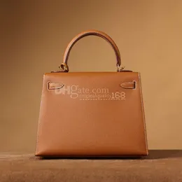 Modeväskor Epsom totes high-end Custom Pure Hand sydd original Cowhide handväska designer märke europeisk superkvalitet hårdvaru logotyp ren handbokstäver ke 70lly