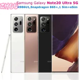 Renovierte S A M S UNG Galaxy Note 20 Ultra 5G Note20 N986U1 128G/256G/512 GB Octa Core Snapdragon 865+ 6,9 "12 GB 108 MPDUAL 12MP -Mobiltelefon ESIM