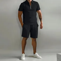 Termo de shorts casuais de pólo masculino Terno esportivo de roupas esportivas Treno de pista de pista de traje de pó define calças camiseta de verão e um conjunto curto para homens