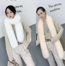 Show style super long scarf winter fox fur warm shawl Plush Neck women039s collar7517566