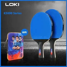 LOKI K5000 Rakiet tenisowy Zestaw 2PCS Home Entertainment Pingpong rakiety z niebieskim kolorem Ping Pong guma 240515