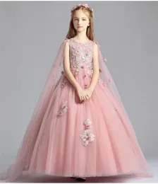 Girl039s kleider luxury rosa spitze girls wedding sticke application kids long Ball kleid Geburtstagsfeier Prinzessin Holy Communion1956568