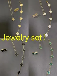 4 Fyra Leaf Clover Luxury Designer Jewelry Set Diamond Shell Fashion Women Armband örhängen Halsband Alla hjärtans dag födelsedagspresent grossist