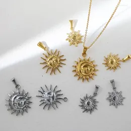 Pendant Necklaces MODAGIRL Moon And Sun Face Stainless Steel Trendy Celestial Sunburst Medallion DIY Jewelry Charm Wholesale Price