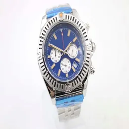 Spezialausgabe Chronometre Quarz Männer Armbanduhr drei Zone 48 mm Vollstahlgürtel Schwarzes Gesicht Männliches Mond Uhr Relojoes 273H