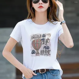 レディースTシャツTuangbiang Summer Drill Letter2024 Comfort Short Sleeve Cotton Women O-NeckTシャツカジュアルソリッドシャツの女性グレートップス