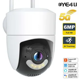 Trådlösa kamerasatser 6MP Tuya Secure IP Camera 24G5G WiFi Mini Outdoor PTZ Camera Bidirectional Audio Intelligent Life Home Video Monitoring Alexa Googl J240518