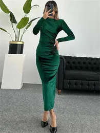 Vestidos de passarela Tossy Pleated Solid Slim Maxi Dress for Women Alta cintura longa SLVE retalhos de retalhos elegantes vestido de festa