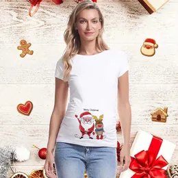 Maternidade Tops Tees T-shirt de maternidade Natal Papai Noel Papaine Prind Print Shert Camise