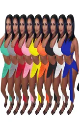 Sommerfrauen Rib Strick zweiteiligen Kleidersets Tanktopbandage Minirock plus Größe 2xl sexy Nacht Hinweis Tragen Sie feste Outfits 53868007326
