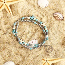 Anklets Conch Starfish Mizhu Beach Turtle Pendant Anklet Lady Romantic Sweet Big Bracelet Drop Delivery Jewelry Dhfxv