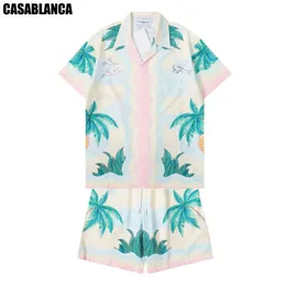 Casablanca Men's Tracksuits 2024 Mens Summer Thin Shirt Set Seaside Vacation Beach Set Trendy Designer Casa Blanca Hine
