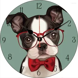 Wanduhren Cartoon Tierhund Küche Runde Uhr Große Essrestaurant Cafe Dekorative stille Nicht-Ticking schön für Geschenk