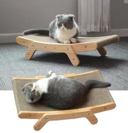 Raspador de gatos de madeira Cama de lounge destacável 3 em 1 Postagem de arranhões para gatos Treinando brinquedos de garra de garra Cat Scratch Board 29247433