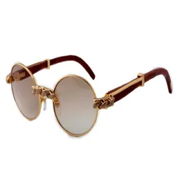 2019 New Retro Fashion Round Diamond Sunglasses 7550178-B Natural Wood Luxury Luxury Sunglasses Glasses Size 55 57 -22-135mm 277k