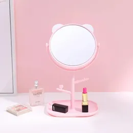 2024 Karikatür Sevimli Kedi Tek Taraflı Yüksek Tanımlı Makyaj Aynası Masaüstü Dövme Depolama Çok Fonksiyonlu Turuncu Büyük Ayna Dönen Depolama Aynası