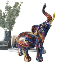 Buntes Elefantenstatue Harz Skulptur Tierkunst Home Accent Dekor Desk Ornament für Sammler 240517