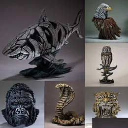 Dekorative Objekte Figuren zeitgenössischer nordischer Stil SC Tier Scpture Collection Lion Tiger Büste von Edge Szenen Home Decore t DHPMA