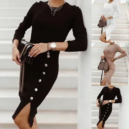カジュアルドレスフランスの長袖ニットミニメスドレスシックセーターボヘミアンソリッドアウトフィット女性衣類ベスティドスデフィエスタコルトス