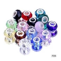 Wholesale-Wholesale 100pcs Assorted Charms 5mm hole Rondelle Faceted Crystal Glass Murano Beads For European Bracelet Neckalce PDN 217j