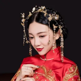 新しい中国の花嫁ヘッドドレスコスチュームタッセルコロネットウェディングショージュエリージュエリーブライドヘアコロネットWO 212T