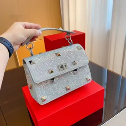 Designer diamant inlagd handväska stilig axelkedja påse avancerad messenger väska