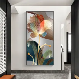 Nordische Luxusgoldlinien Poster und Drucke Wandbild moderne abstrakte Blume Bild Leinwand Malerei für Galerie Wohnkultur