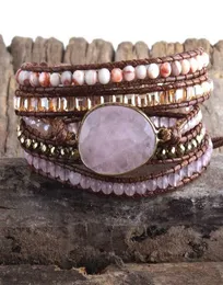 MD Fashion Boho Beaded Bracelet Handmade Mixed Natural Stones Crystal Stone Charm 5 Strands Wrap Bracelets Drop9477187