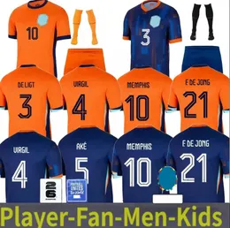 2024 2025オランダメンズサッカージャージーキッズフットボールキット24 25男の子サッカーシャツキットヴァージルメンフィスデリグットシャツvoetbalshirt