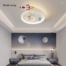 Ceiling Lights Creative Astronaut Chandelier For Kids Room Girl Boys Bedroom Lamp Cartoon Cute Lustre Baby Child Rocket